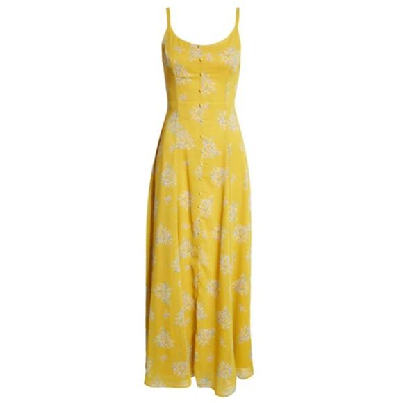 NEW CHELSEA 28 Yellow Cluster Flower Floral Print Maxi Sundress Size L - Picture 8 of 8